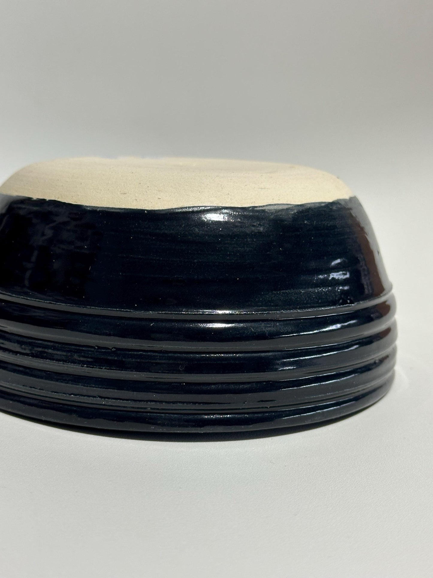 Glossy Black Ribbed Dip Bowl