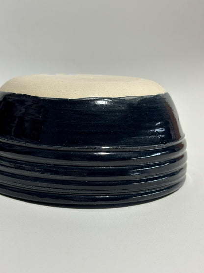 Glossy Black Ribbed Dip Bowl