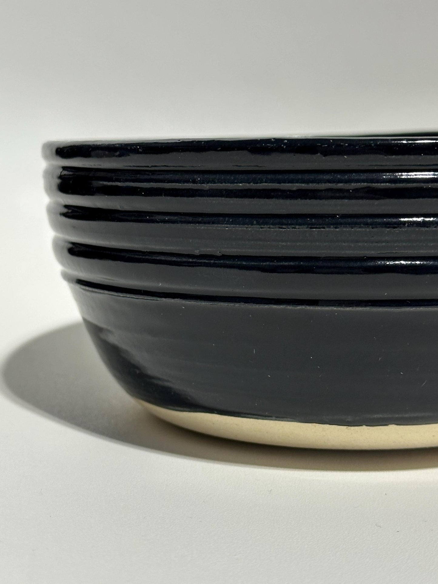 Glossy Black Ribbed Dip Bowl