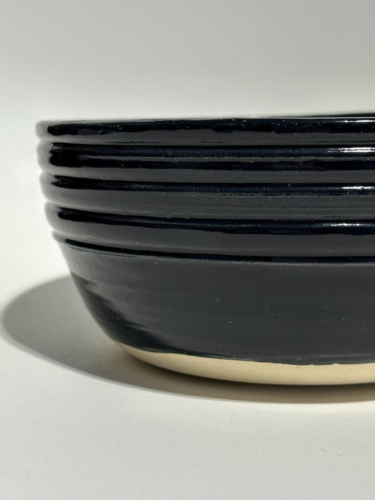 Glossy Black Ribbed Dip Bowl