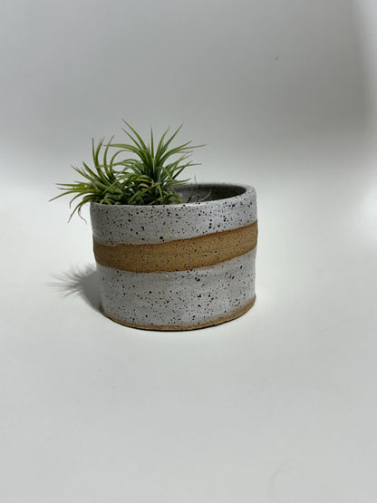 Handmade Speckle White Stripe Planter