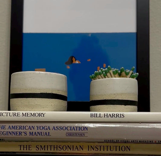 Handmade Ceramic Matchstick Holder & Candle Set