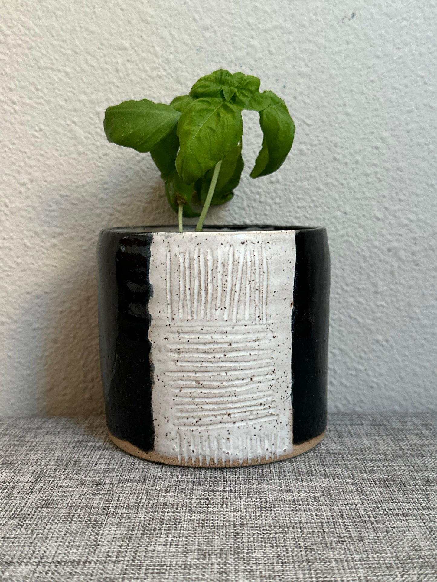 Black & White Carved Planter