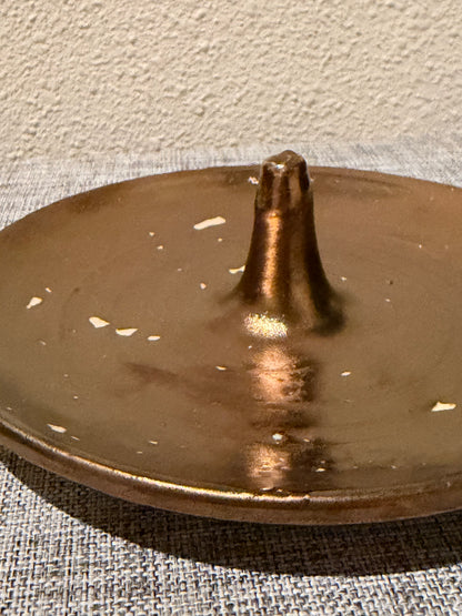 Metallic Golden Ring Tower Dish