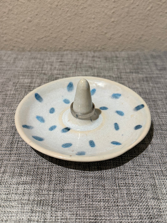 Speckled Blue & White Dotted Ring Tower Dish