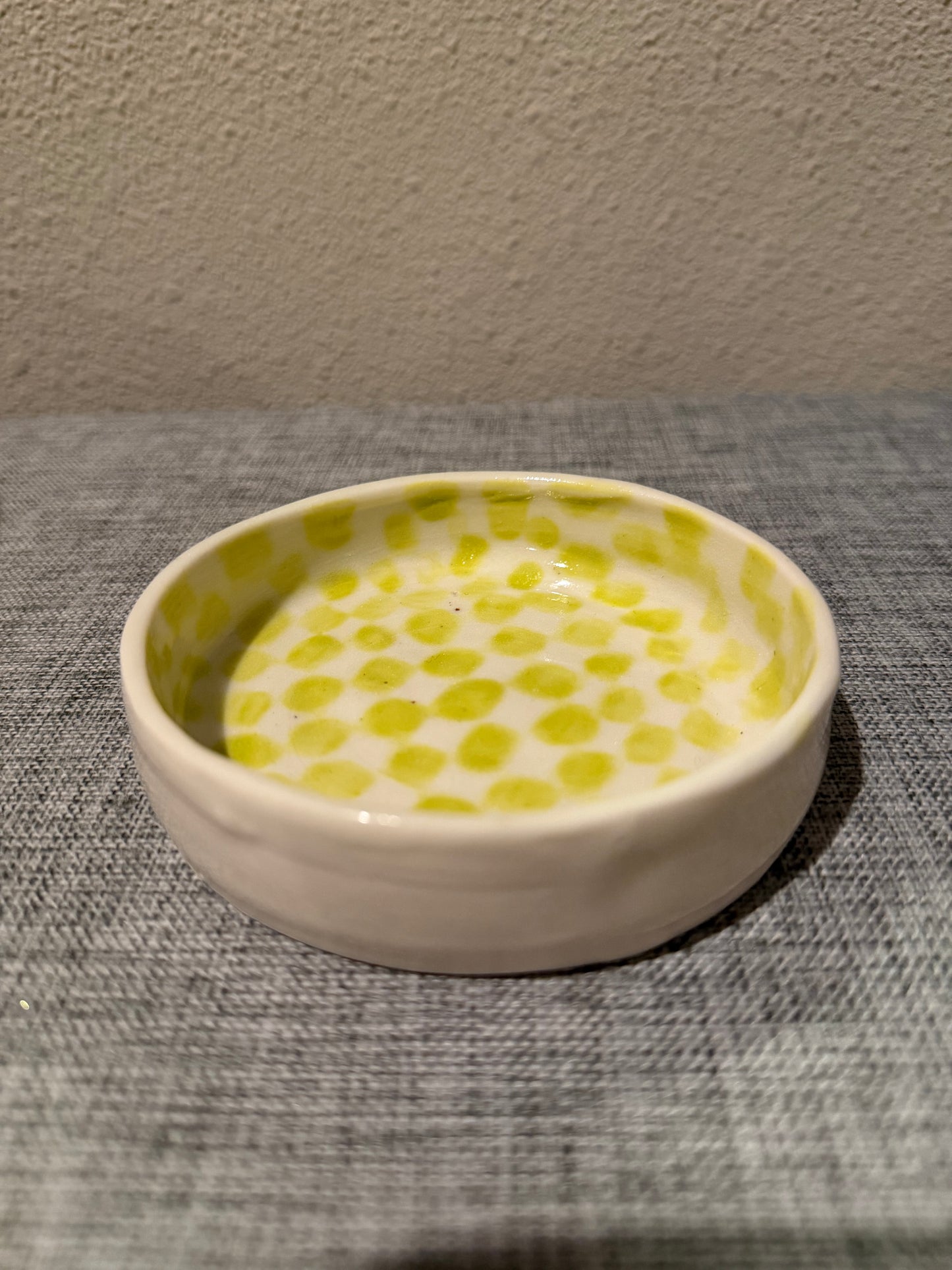 Lime Green Checkered Jewelry Dish