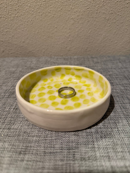 Lime Green Checkered Jewelry Dish