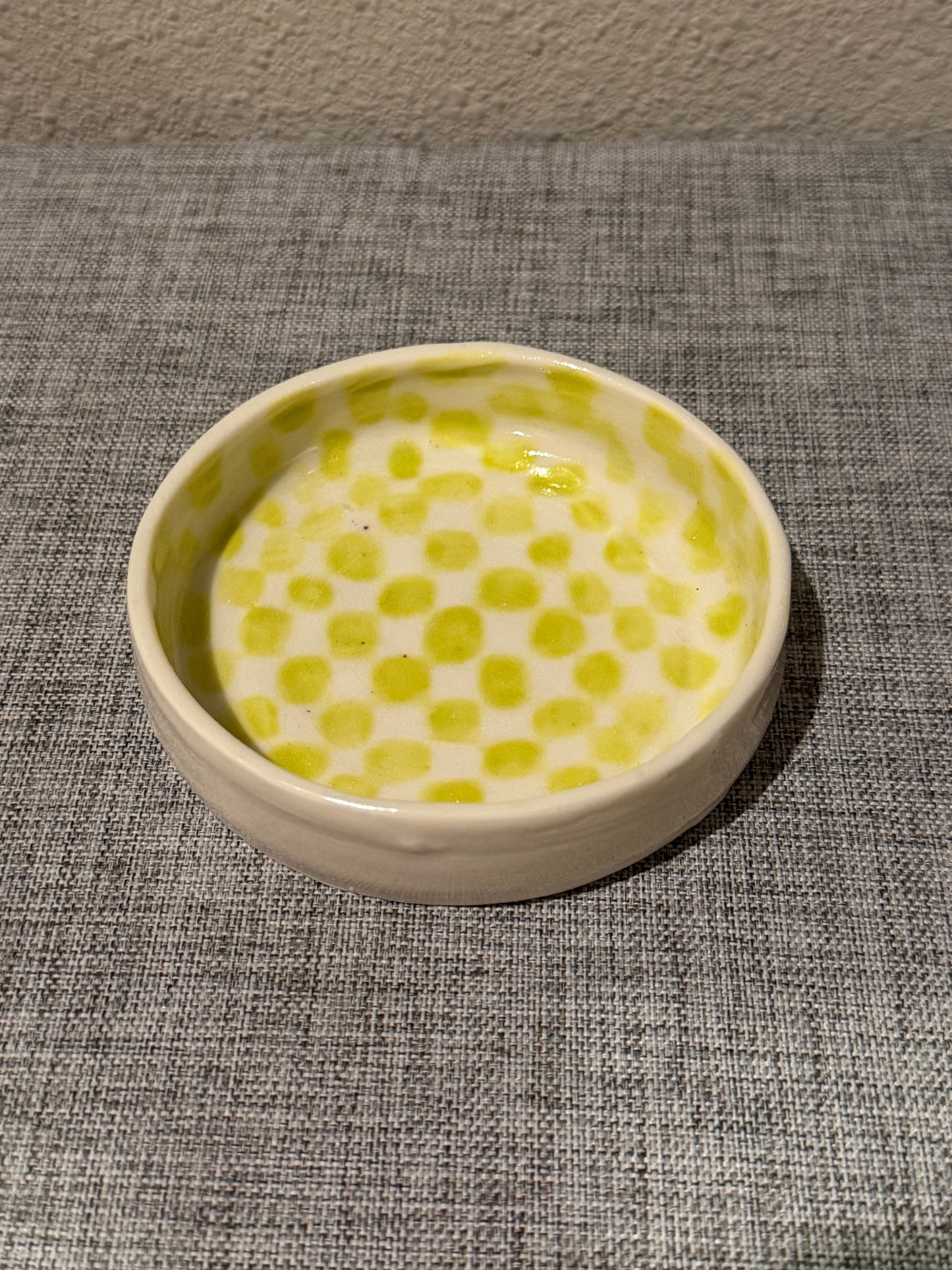 Lime Green Checkered Jewelry Dish