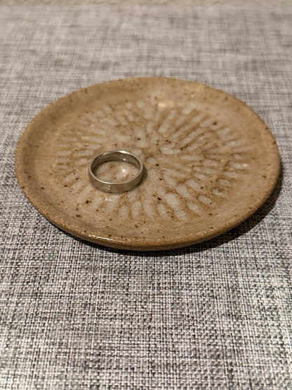 Textured Speckle Tan Jewelry Dish