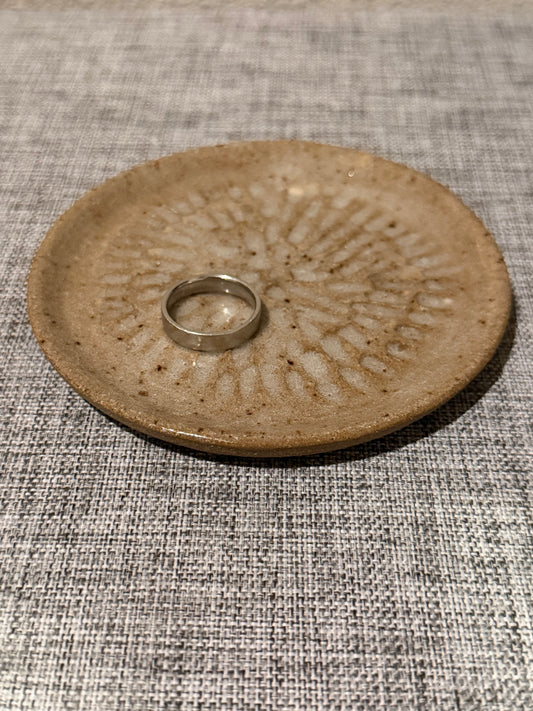 Textured Speckle Tan Jewelry Dish