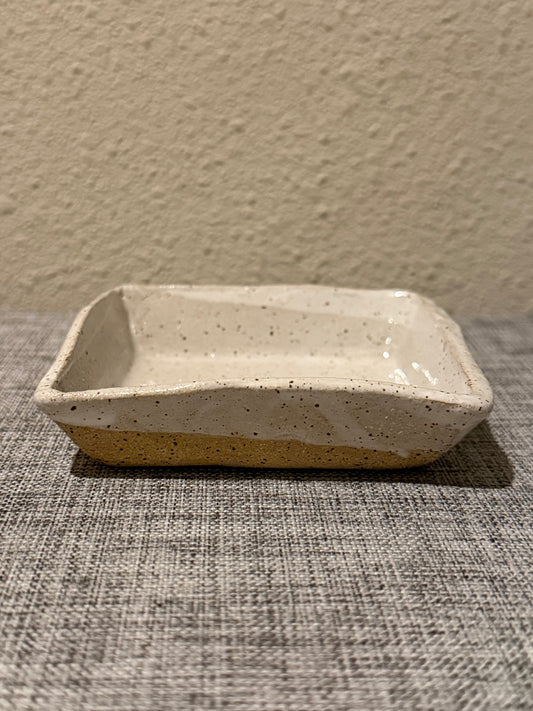 Speckled White Square Jewelry Dish