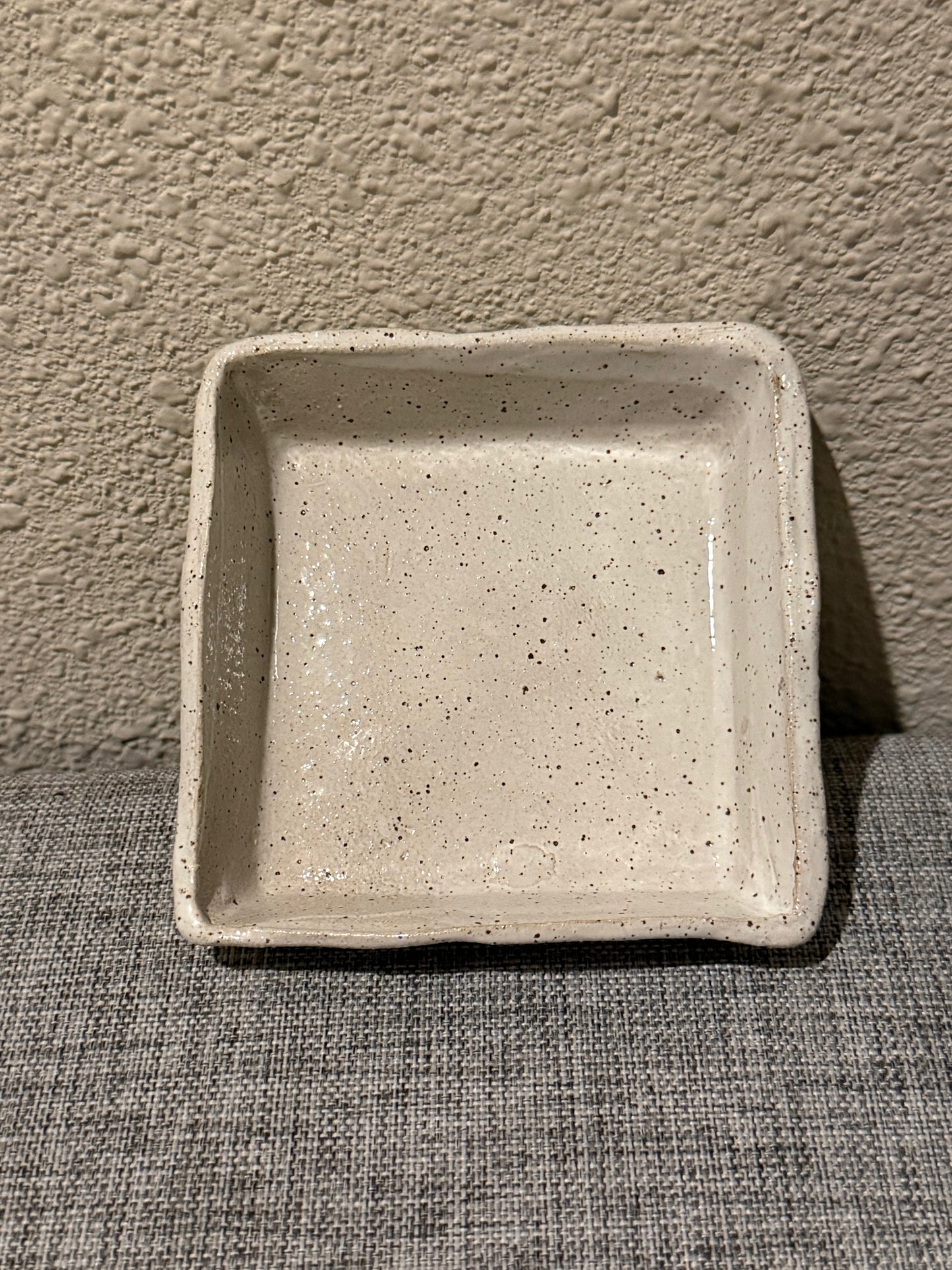 Speckled White Square Jewelry Dish