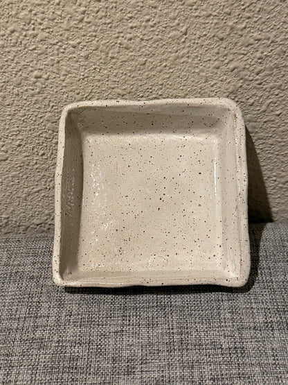 Speckled White Square Jewelry Dish