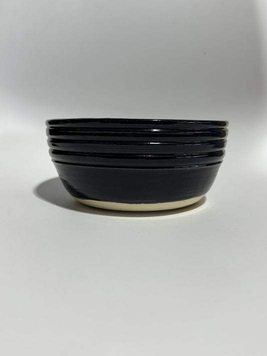 Glossy Black Ribbed Dip Bowl