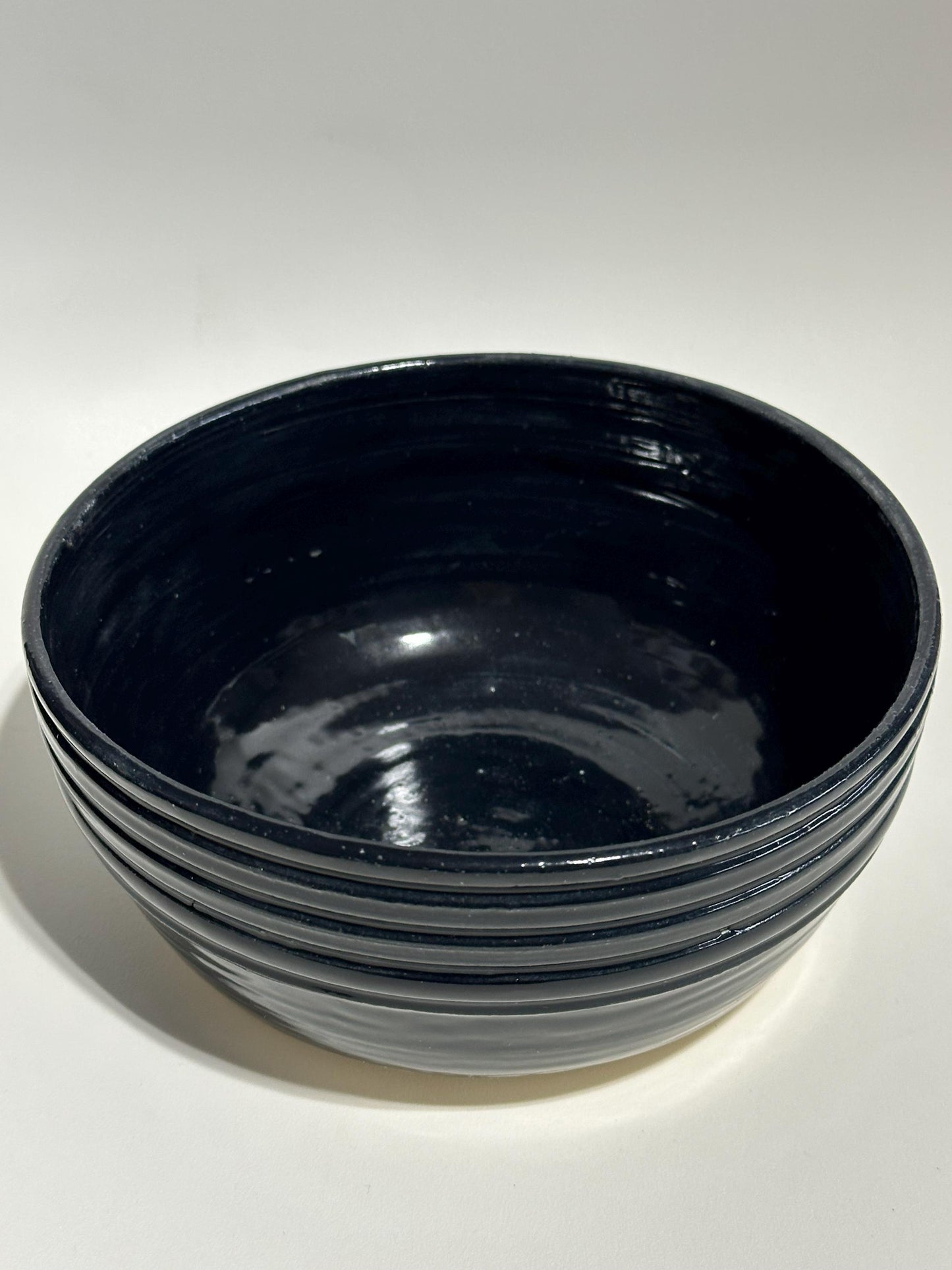 Glossy Black Ribbed Dip Bowl