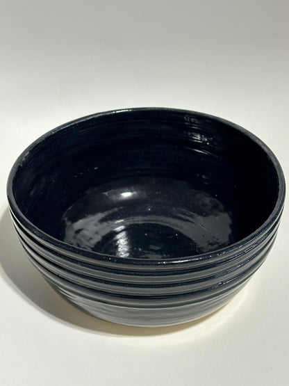 Glossy Black Ribbed Dip Bowl